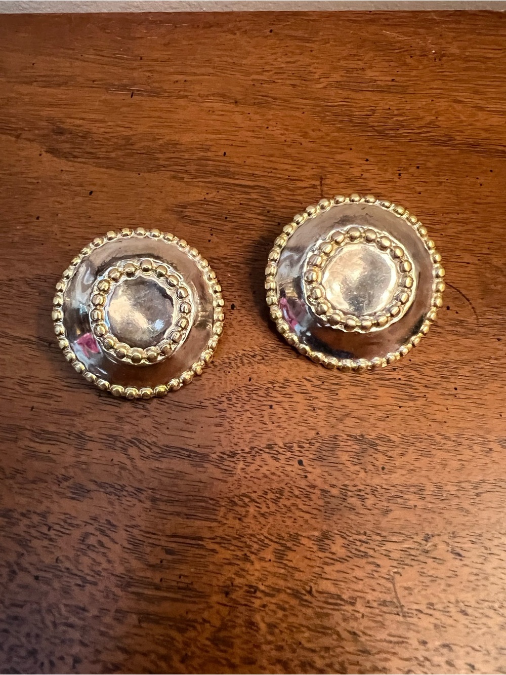 Vintage Gold and Silver Tone Decorative Round Hollow Lightweight Earrings